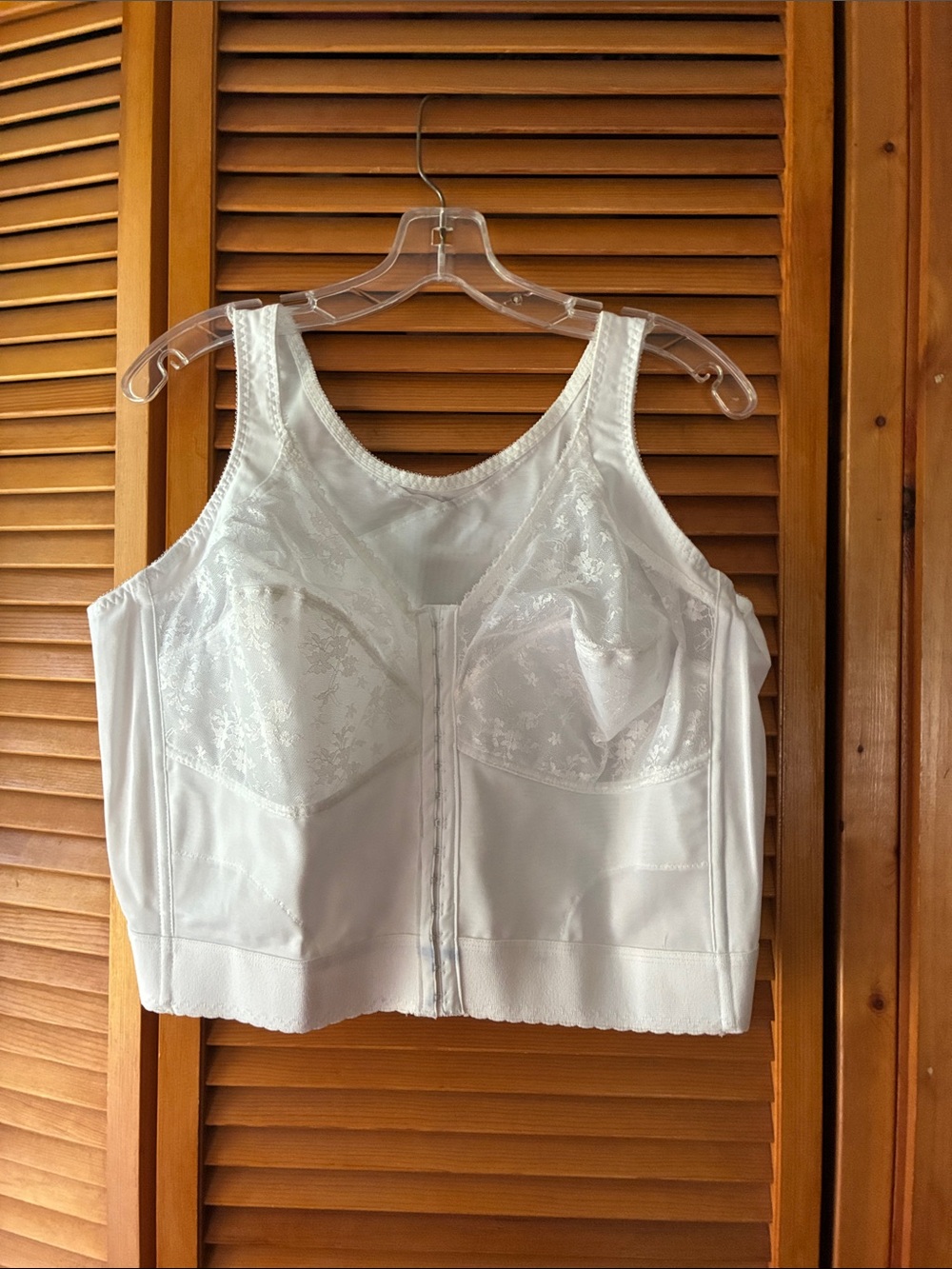 Full Coverage Front-Closure Longline Bra Top in White